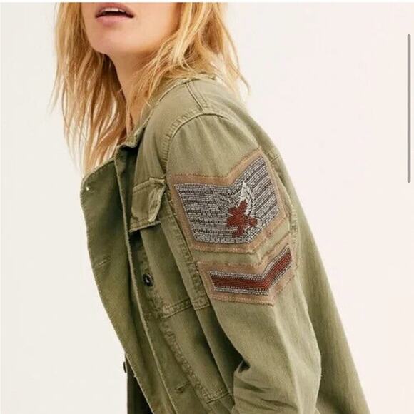 Free People Army Green V-Neck Bell Sleeve Size XS